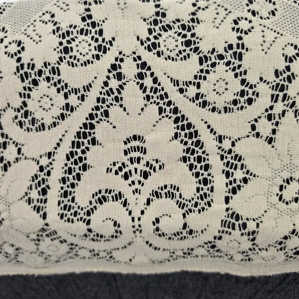 Vintage Irish Style Lace Tablecloth 72x60 Large Cream Floral Table Cover Linens